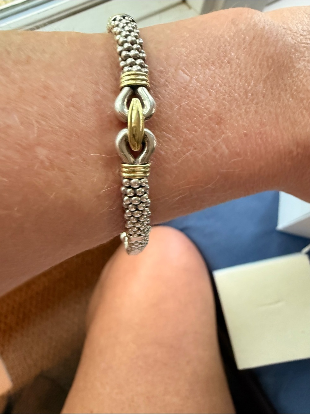 LAGOS Caviar Sterling Silver 18k Gold Derby Buckle Bracelet